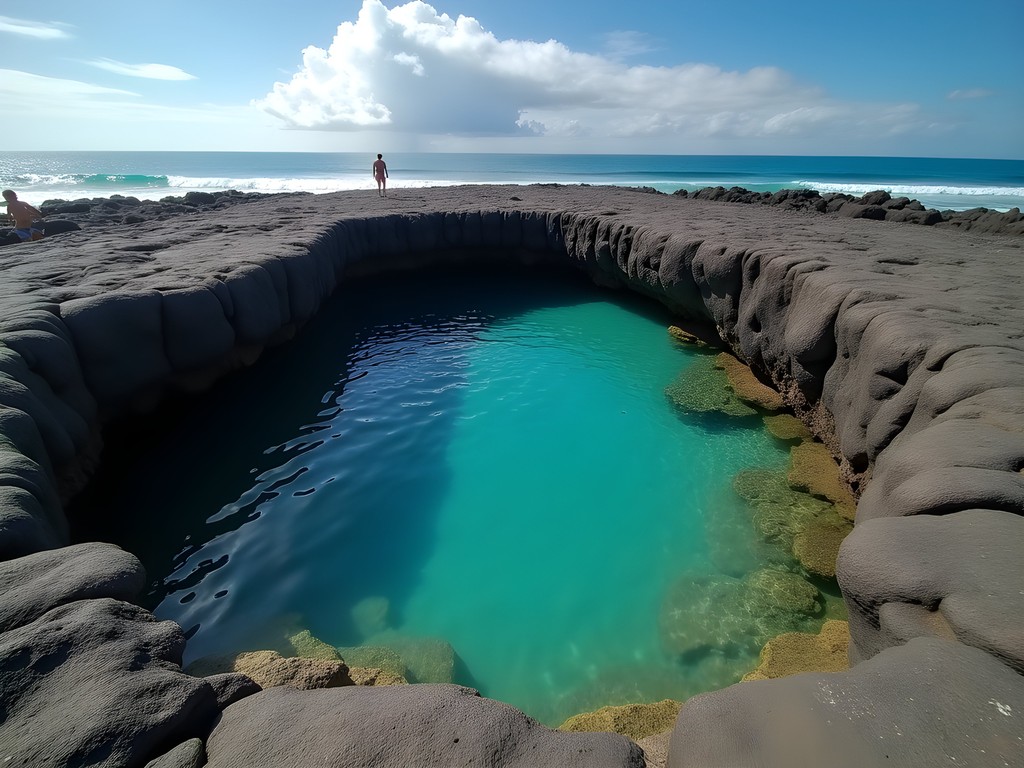Natural rock pool at Praia do Secreto with crystal clear waters