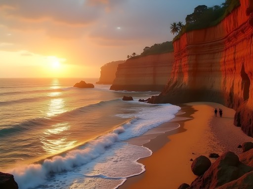 Sunset view from Varkala cliff overlooking the Arabian Sea