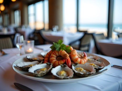 Fresh seafood platter at oceanfront restaurant in Swakopmund