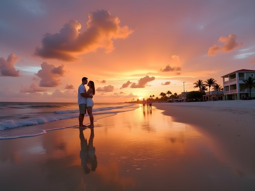 Couples gathered for sunset applause tradition at Pass-a-Grille Beach