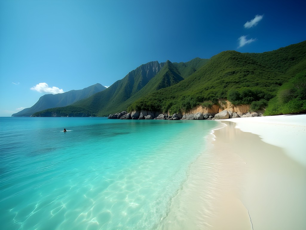 Crystal clear turquoise waters of Playa Cristal in Tayrona National Park