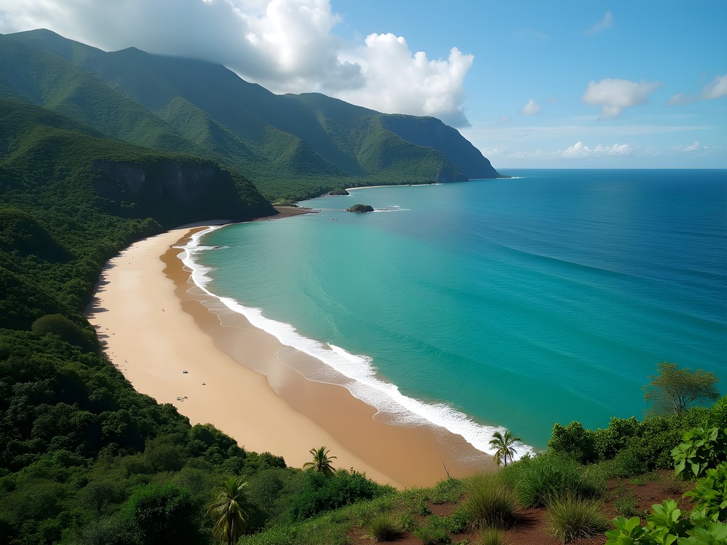 Dramatic meeting of Piedras River and Caribbean Sea at Playa Los Naranjos