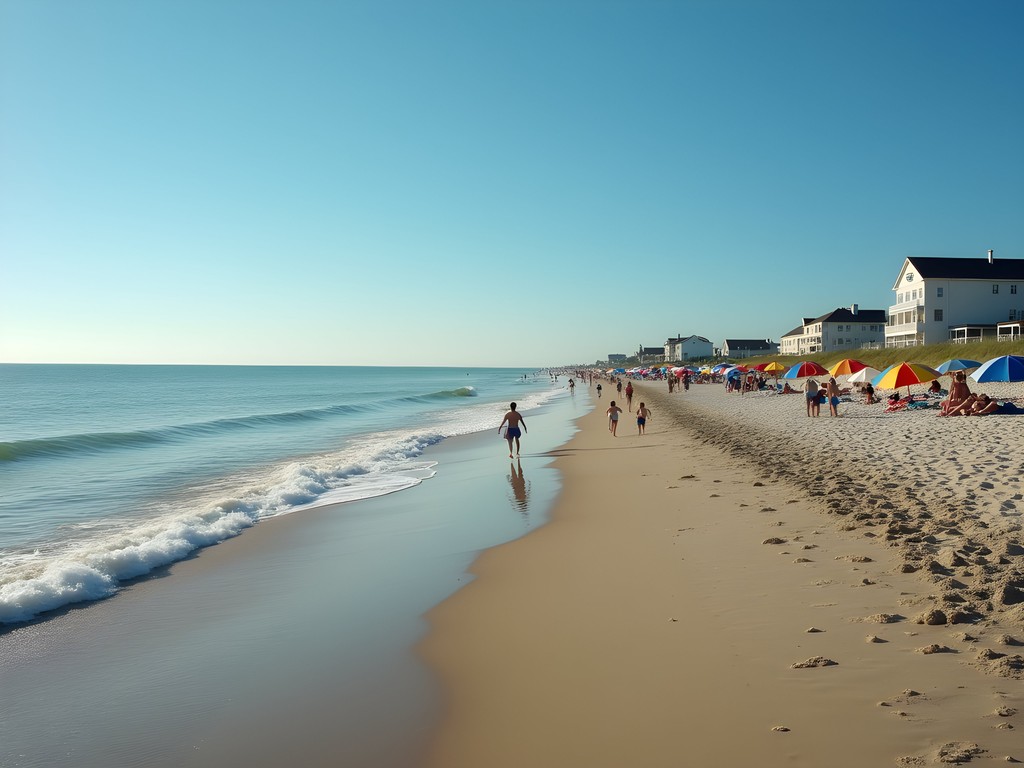 Croatan Beach Virginia Beach with families enjoying calm waters and wide sandy shore