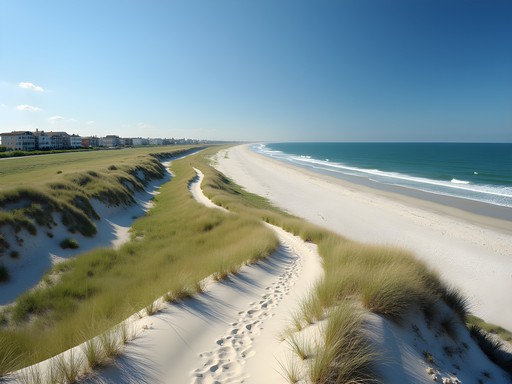 Sandbridge Beach Virginia showing pristine undeveloped shoreline with sand dunes