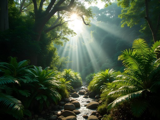 Lush rainforest ecosystem along Kwaibala River near Auki, Solomon Islands