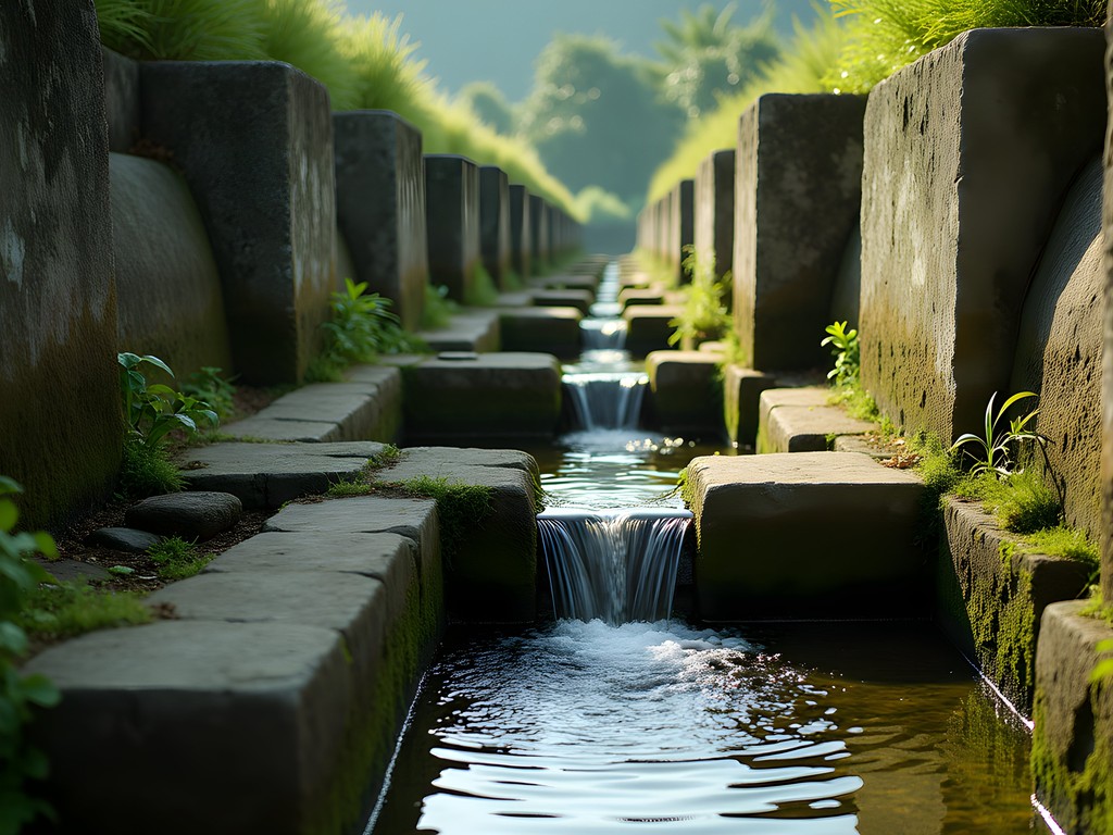 Ancient Wai-Lia sacred springs with stone channels and clear flowing water