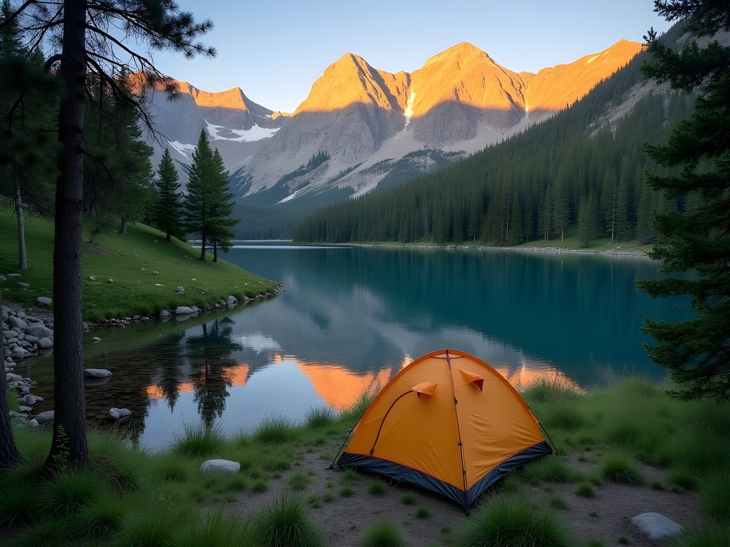 Tent camping at Hyalite Canyon with mountain views near Bozeman