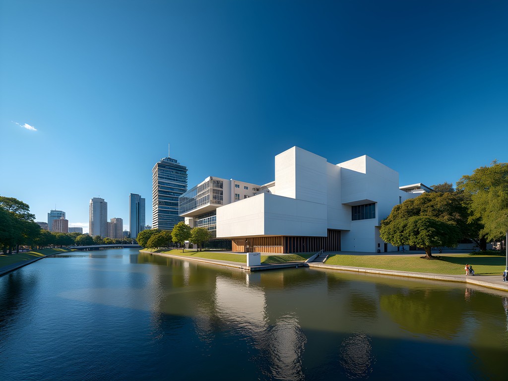 Queensland Art Gallery and Gallery of Modern Art exterior view from Brisbane River