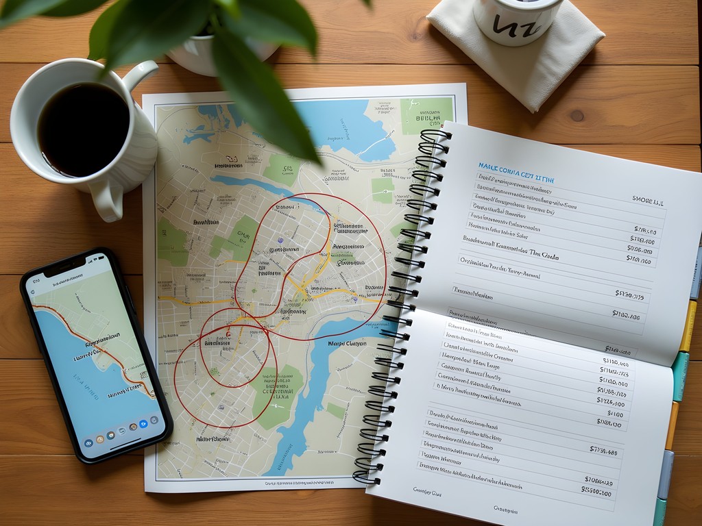 Map of Buffalo showing budget accommodation options relative to attractions