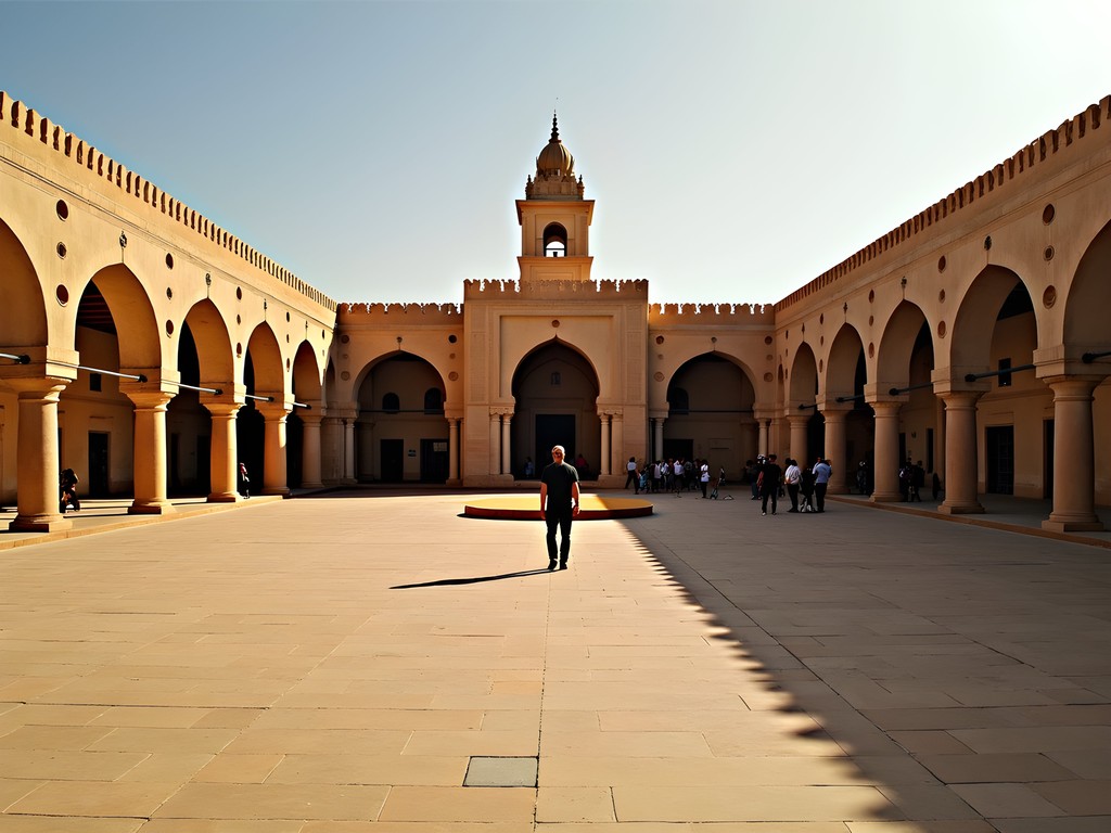 Peaceful courtyard of Ibn Tulun Mosque in Cairo