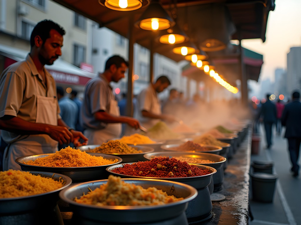 Traditional koshari street food vendor in Cairo