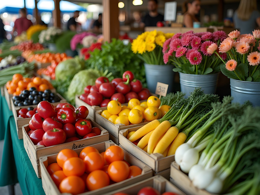 Fresh local produce and flowers at Des Moines Downtown Farmers Market