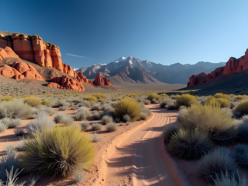 Scenic view of Painted Rock Canyon hiking trail near Fernley showing desert landscape and rock formations