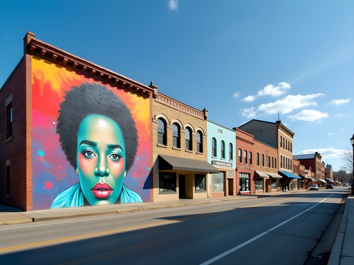 Colorful street murals in downtown Fort Smith