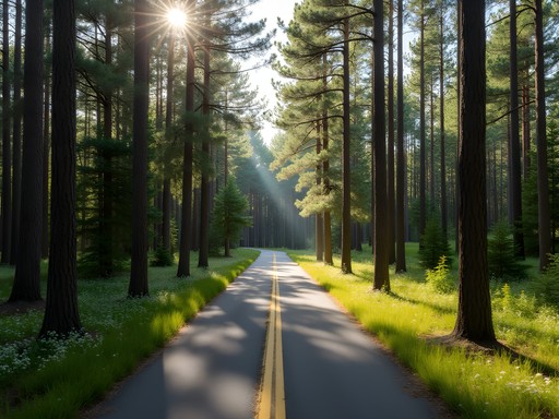 Family biking on paved Longleaf Trace trail through Mississippi pine forest