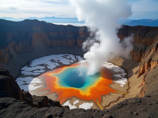Inside the steaming crater of Mutnovsky volcano in Kamchatka