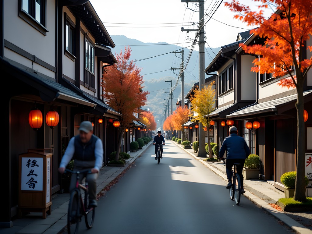 Historic Nakamachi Street in Matsumoto with traditional kura storehouses and autumn colors