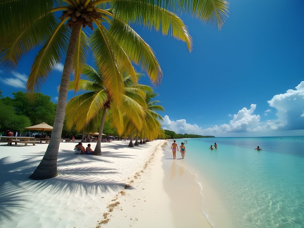 Family enjoying the calm waters at Crandon Park Beach in Key Biscayne