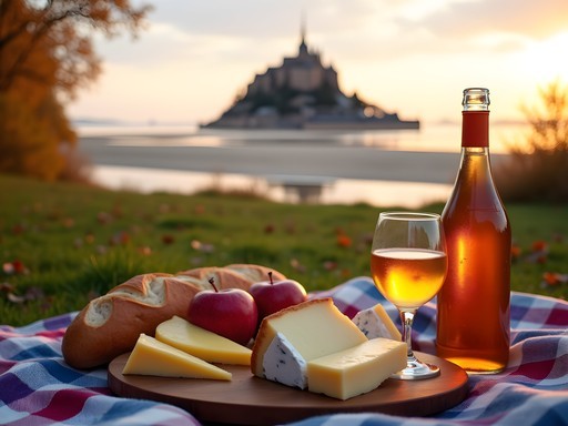 Budget picnic with view of Mont-Saint-Michel