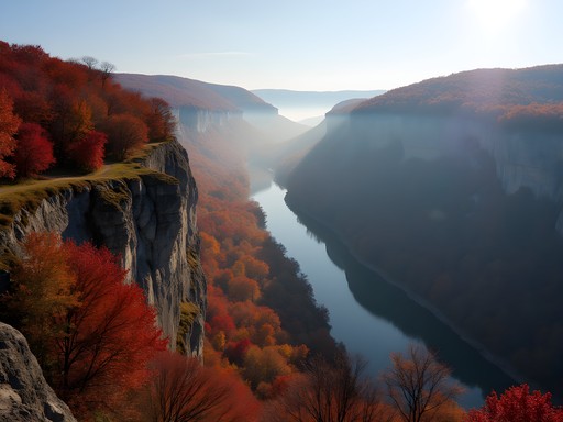 Panoramic autumn view from Coopers Rock State Forest overlook near Morgantown