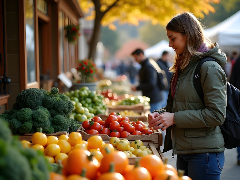Vibrant local produce and crafts at the Morgantown Farmers Market in autumn