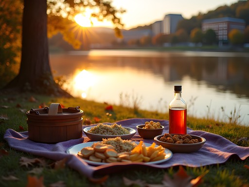 Budget-friendly riverside dining with sunset view in Morgantown