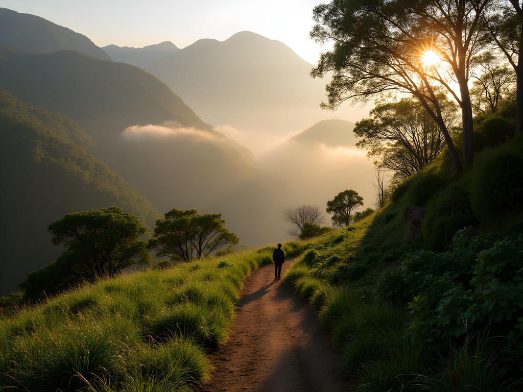 Misty morning hiking trail in Bvumba Mountains Zimbabwe
