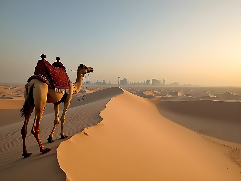 Camel ride at the edge of the Sahara Desert near Nouakchott