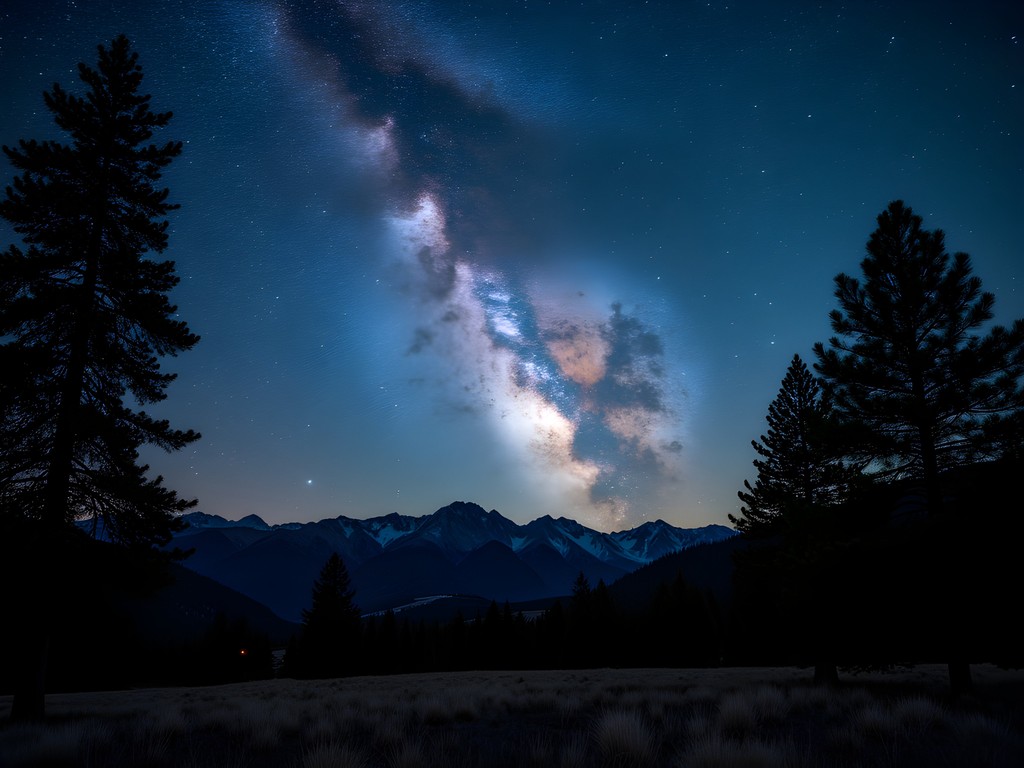 Stunning night sky with visible Milky Way over mountain silhouettes at North Fork Park, Ogden