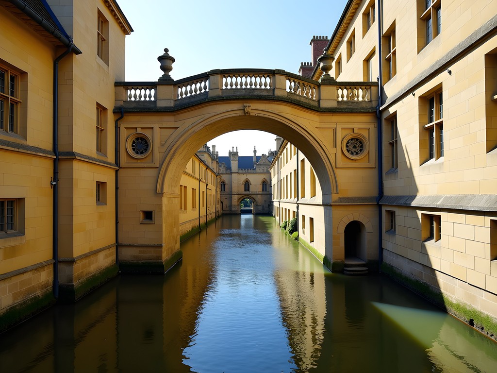 The iconic Bridge of Sighs connecting buildings of Hertford College in Oxford