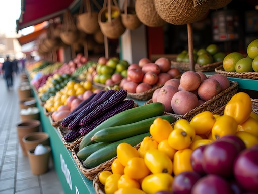Vibrant fresh produce at Mercado Modelo in Piura City, Peru