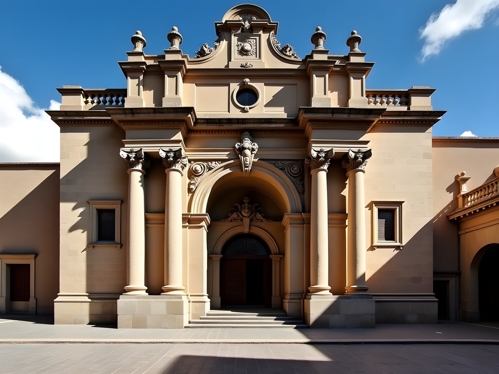 Exterior view of Casa de la Moneda (Royal Mint) in Potosí showing colonial Spanish architecture