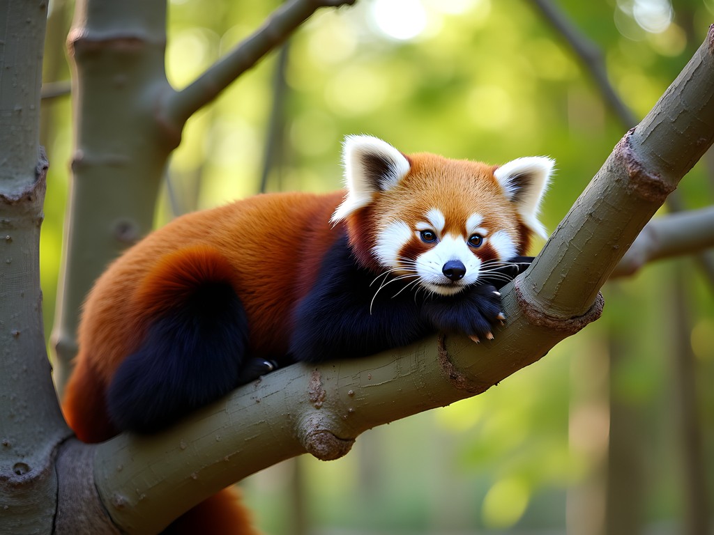 Red panda at Rolling Hills Zoo in Salina Kansas during summer