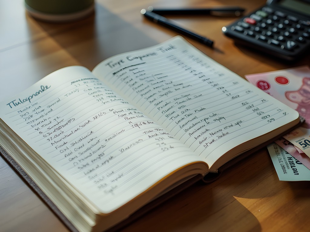 Travel budget journal showing Shanghai expense tracking and notes