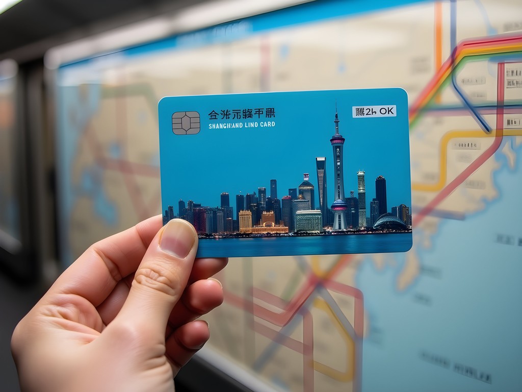 Shanghai Public Transportation Card with metro map in background