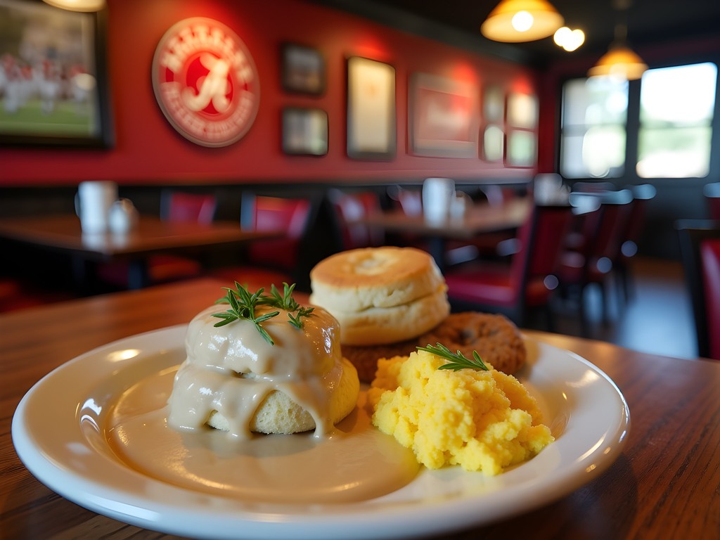 Traditional Southern breakfast at Waysider Restaurant in Tuscaloosa