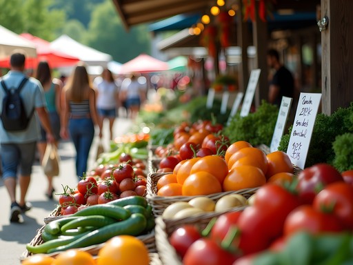 Colorful summer produce at Winooski Farmers Market with budget-friendly prices
