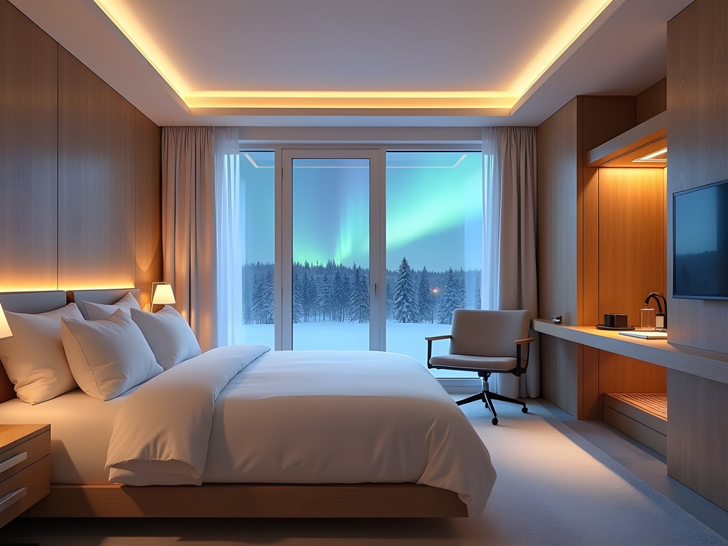 Luxury executive suite at Abisko Mountain Lodge with aurora view