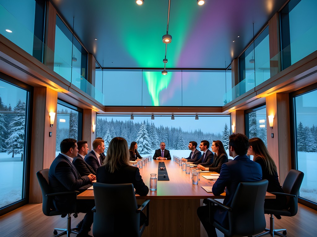 Corporate meeting under northern lights at Abisko Aurora Sky Station