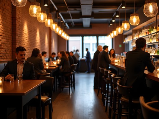 Business professionals networking at The Hollow Bar + Kitchen in Albany