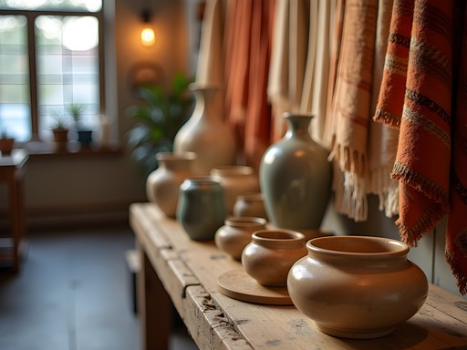 Display of locally-made crafts and art pieces in Arlington gallery