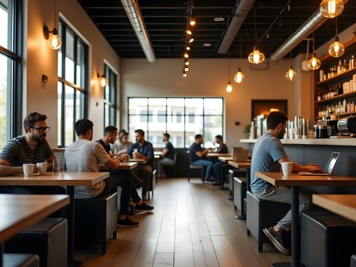 Interior of Inclusion Coffee shop in Downtown Arlington with workspaces
