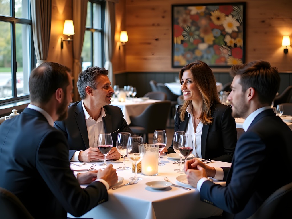 Professional business dinner meeting at upscale Beckley restaurant