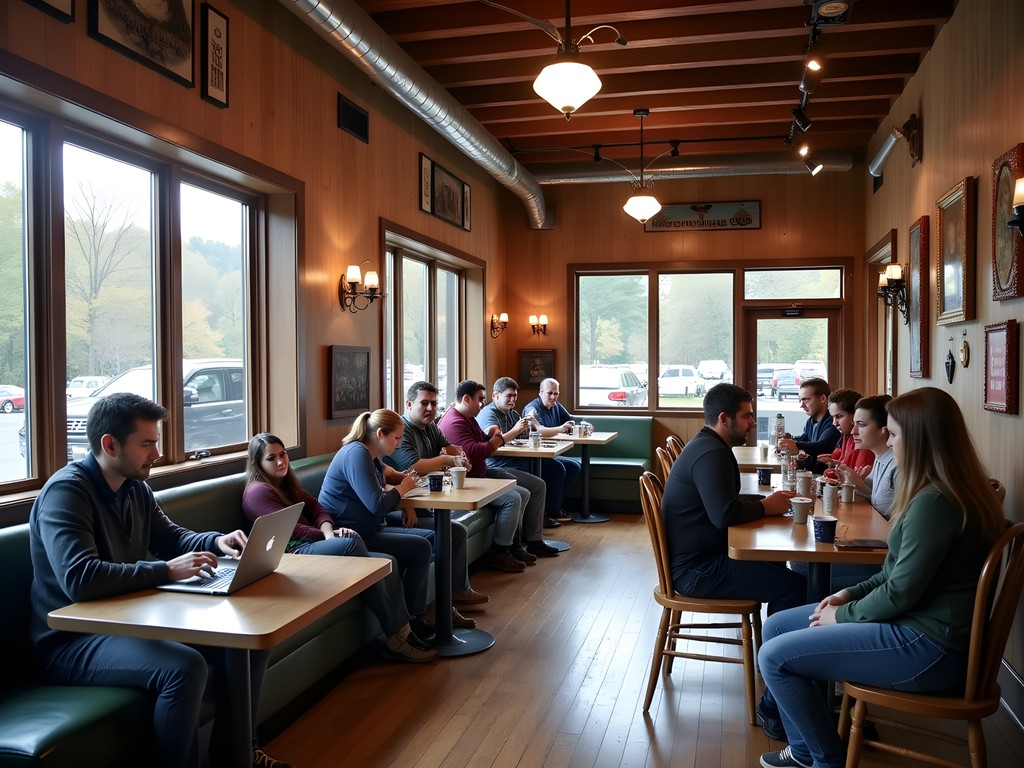Business professional working at Chocolate Moose Coffee shop in Beckley