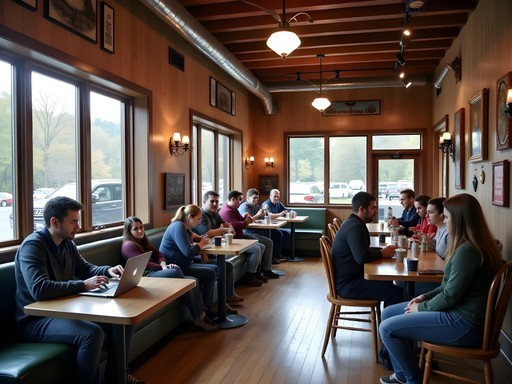 Business professional working at Chocolate Moose Coffee shop in Beckley