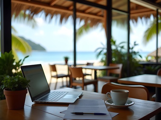 Early morning productivity session at a quiet Boracay café