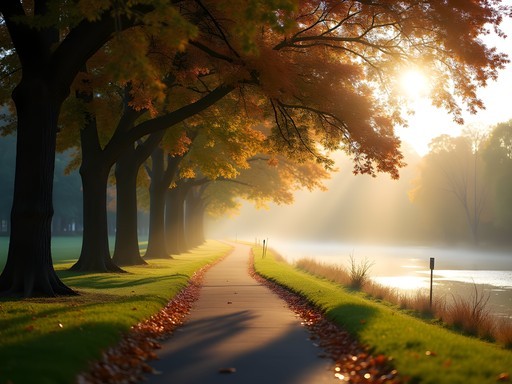 Early morning running path at D.W. Field Park in Brockton