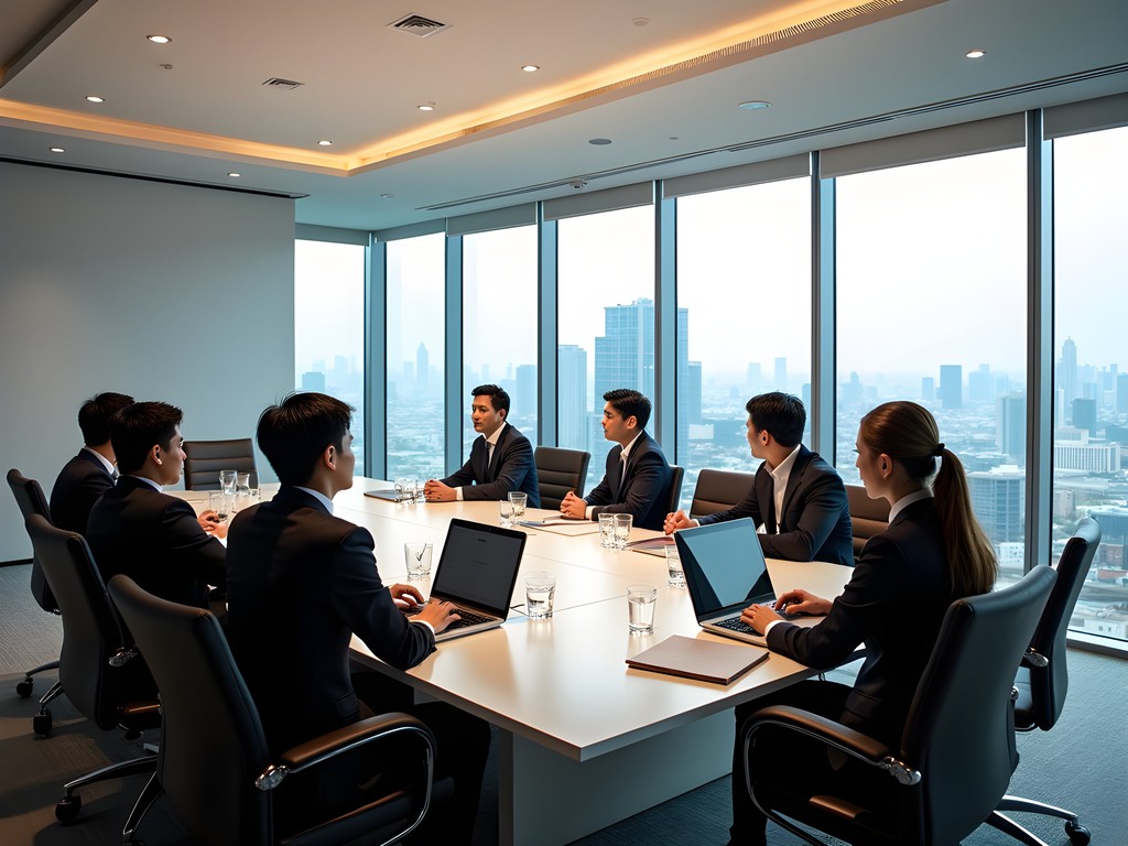 Business executives in meeting at BEXCO convention center in Busan