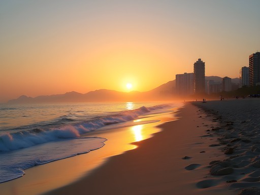 Business executive enjoying early morning at Haeundae Beach in Busan