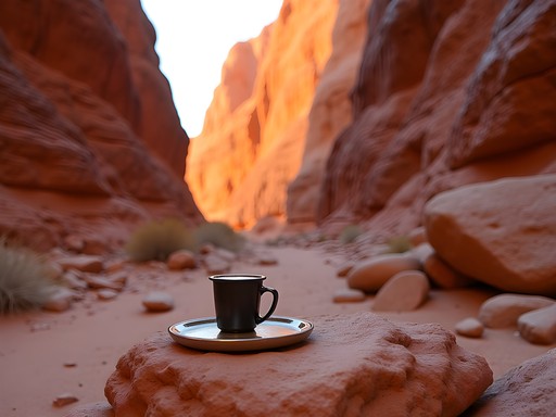 Business executive enjoying coffee break at Red Canyon in Eilat